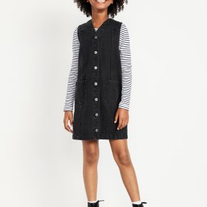 Sleeveless Pocket Jean Dress for Girls