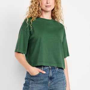 Vintage Crew-Neck Cropped T-Shirt