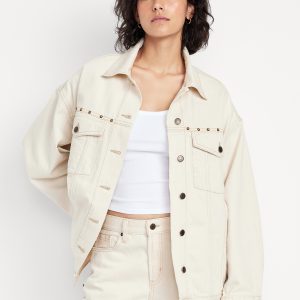 Oversized Studded Jean Jacket