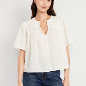 Flutter-Sleeve Swiss Dot Top