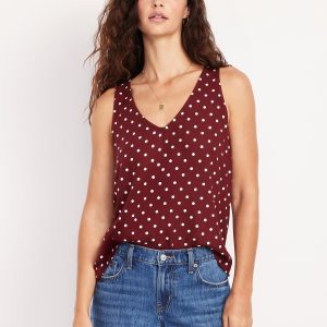 Sleeveless V-Neck Crepe Top
