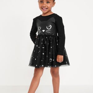 Long-Sleeve Halloween Tutu Dress for Toddler Girls