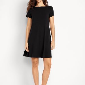 Short-Sleeve Mini Swing Dress