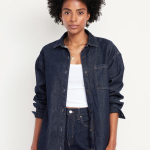 Boyfriend Button-Down Jean Tunic