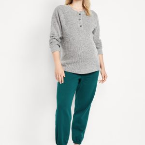 Maternity Rollover-Waist Jogger Sweatpants