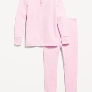 Snug-Fit Ribbed Henley Pajama Set for Toddler & Baby