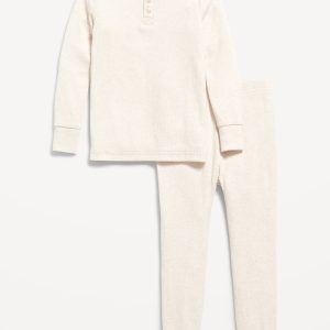 Snug-Fit Ribbed Henley Pajama Set for Toddler & Baby