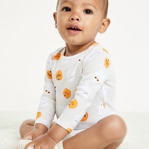 Printed Unisex Long-Sleeve Bodysuit for Baby