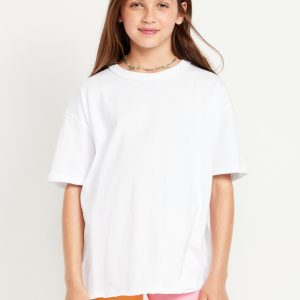 Oversized Short-Sleeve Raw-Edge T-Shirt for Girls