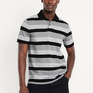 Classic Fit Striped Pique Polo
