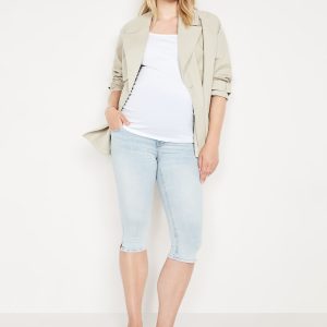 Maternity Rollover-Panel Rockstar Slim Capri Jeans
