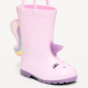 Tall Unicorn-Graphic Rain Boots for Toddler Girls