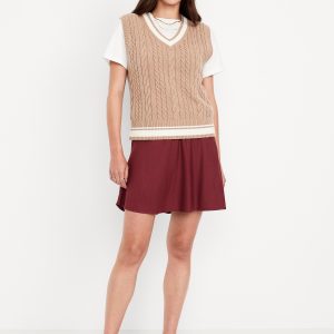 High-Waisted Crepe Flounce Mini Skirt