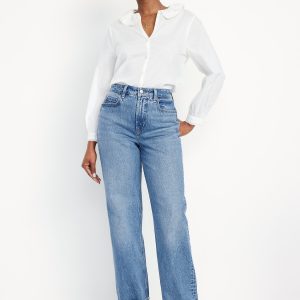 Curvy Extra High-Waisted Cuffed Wide-Leg Jeans