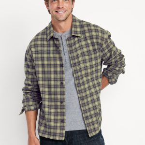 Loose Fit Cropped Plaid Flannel Shirt