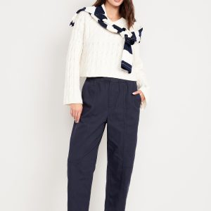 High-Waisted Barrel Ankle Pants