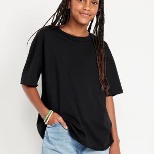 Oversized Short-Sleeve Raw-Edge T-Shirt for Girls