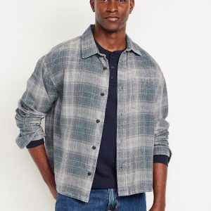 Cropped Plaid Flannel Shirt