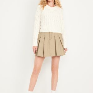 High-Waisted Pleated Mini Skirt