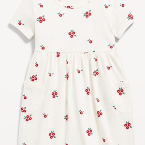 Printed Jersey-Knit Short-Sleeve Dress for Toddler Girls