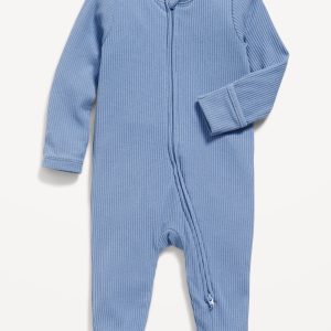 2-Way-Zip Sleep & Play Ribbed Footed One-Piece for Baby