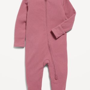 2-Way-Zip Sleep & Play Ribbed Footed One-Piece for Baby