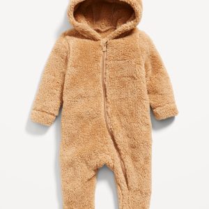 Hooded Critter Footed Sherpa One-Piece for Baby