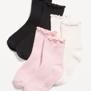 Ruffle-Cuff Crew Socks 3-Pack for Toddler & Baby