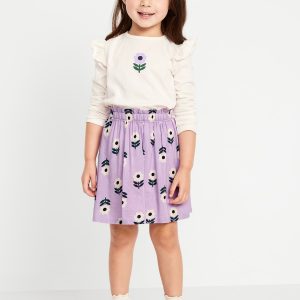 Long-Sleeve Ruffle T-Shirt and Skirt Set for Toddler Girls
