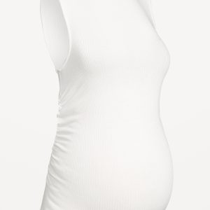 Maternity Sleeveless High-Neck Rib Top