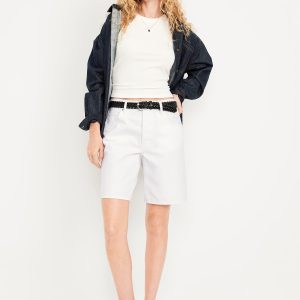 Mid-Rise Baggy Jean Bermuda Shorts -- 9-inch inseam