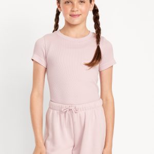 Fitted Seamless Ribbed Performance Top for Girls