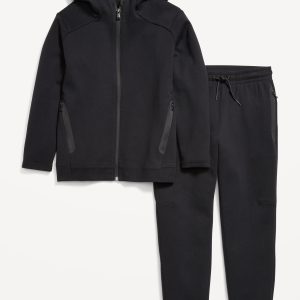 Dynamic Fleece Zip-Front Hoodie and Joggers Set for Boys