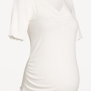 Maternity V-Neck Elbow-Sleeve Top