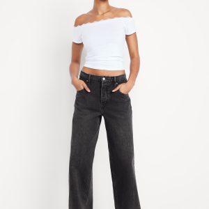 Mid-Rise Slouchy Wide-Leg Jeans