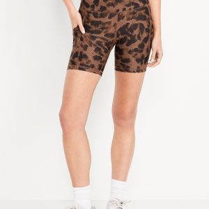 High-Waisted PowerSoft Pocket Biker Shorts -- 6-inch inseam