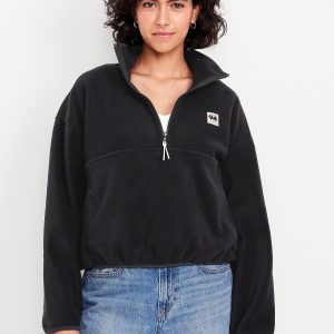 Oversized Performance Microfleece Cropped Half Zip