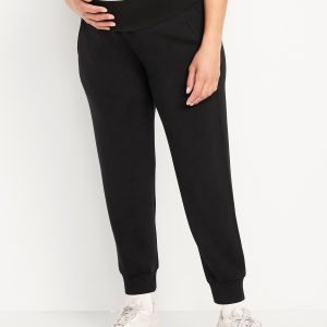 Maternity Bounce Fleece Rollover-Waist Jogger Sweatpants