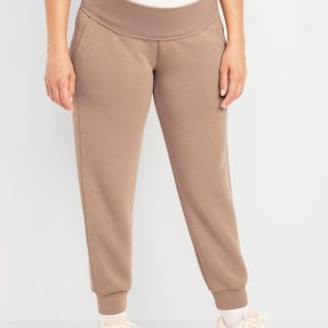 Maternity Bounce Fleece Rollover-Waist Jogger Sweatpants