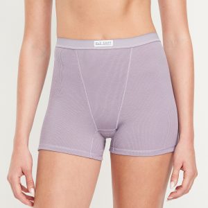 High-Waisted Ribbed Boyshort Briefs -- 3-inch inseam