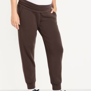 Maternity Bounce Fleece Rollover-Waist Jogger Sweatpants
