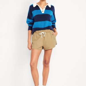 Mid-Rise Twill Volume Shorts