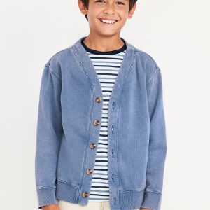 Loose Fleece Cardigan Sweater for Boys