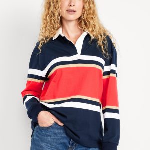 Oversized Rugby-Stripe Top