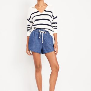 Mid-Rise Jean Volume Shorts