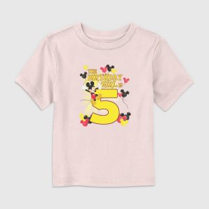 Disney Mickey Birthday Girl Is 5 Graphic T-Shirt for Toddler