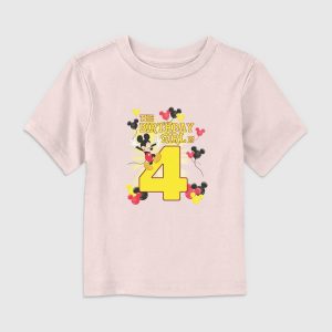 Disney Mickey Birthday Girl Is 4 Graphic T-Shirt for Toddler