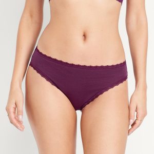 High-Waisted Lace-Trim Bikini Underwear