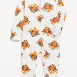 Printed 2-Way-Zip Sleep & Play Footed One-Piece for Baby