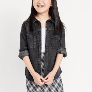 Oversized Pocket Jean Top for Girls